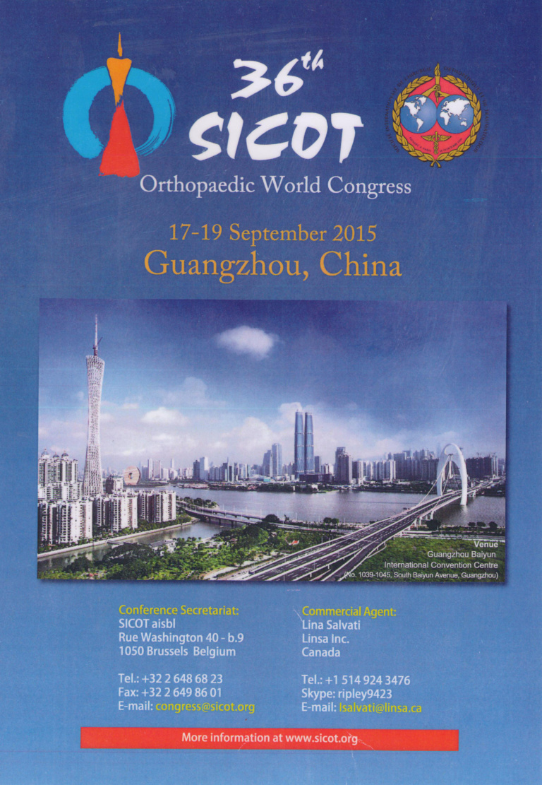 36th SICOT World Congress, Guangzhou, China 2015