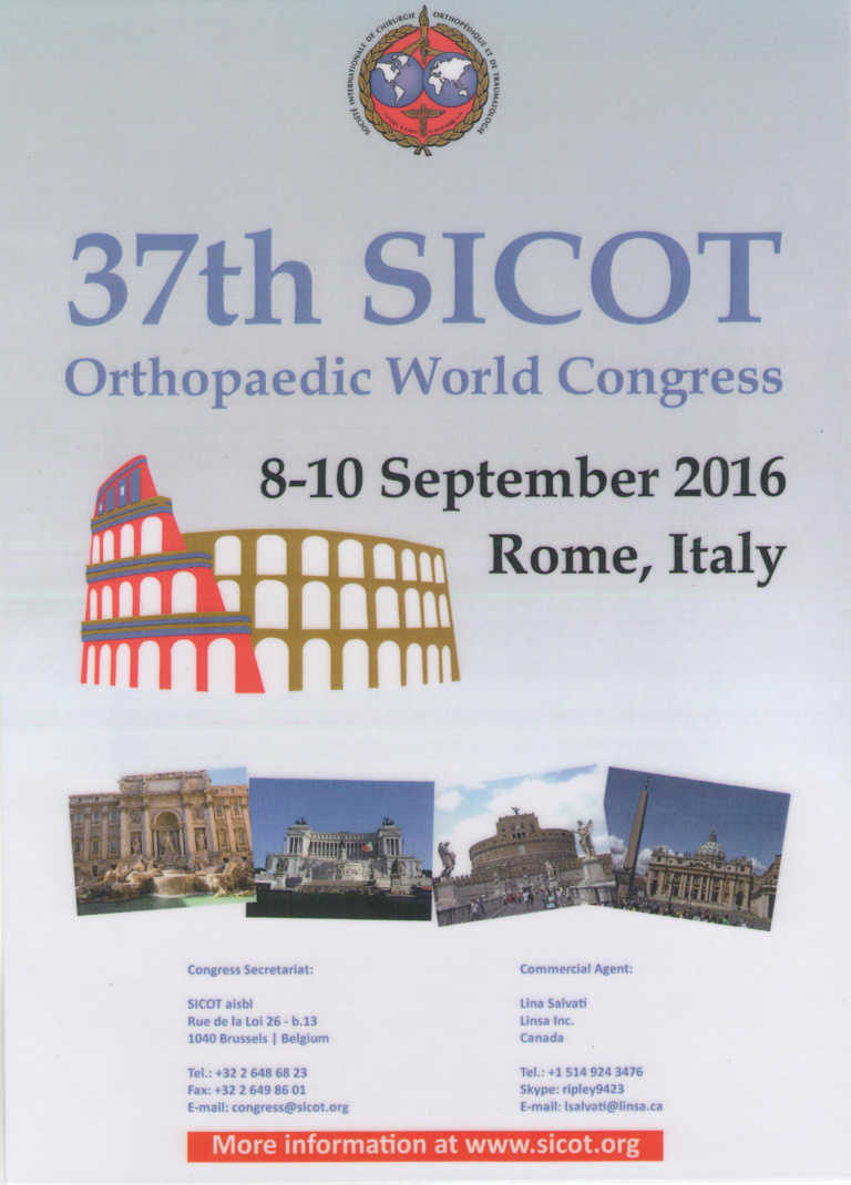 37th SICOT World Congress, Rome, Italy 2016